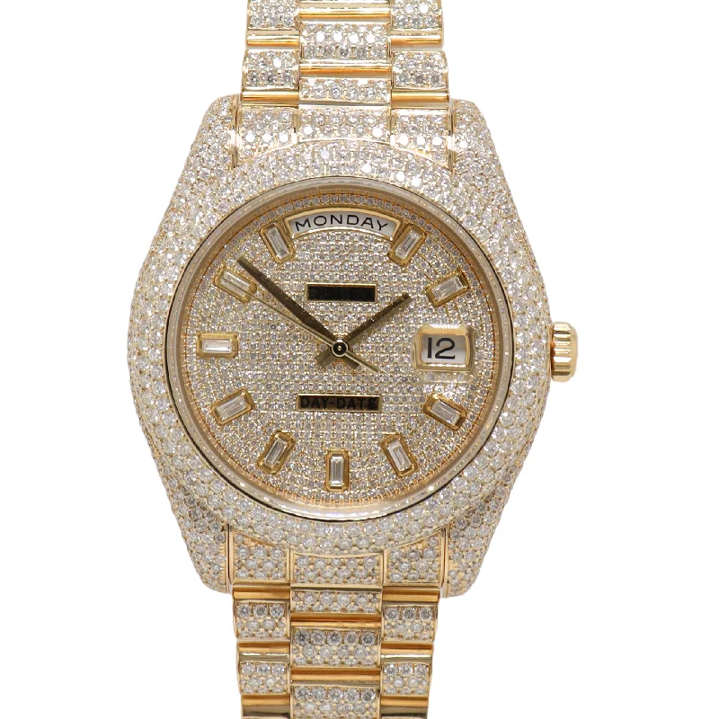 Rolex Day Date II Yellow Gold 41mm Iced Out Pave Diamond Dial Watch Reference#: 218238