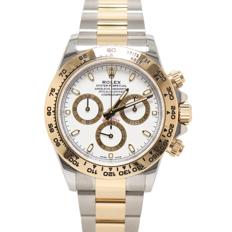 Rolex Daytona 40mm Yellow Gold & Stainless Steel White Chronograph Dial Watch Reference# 116503