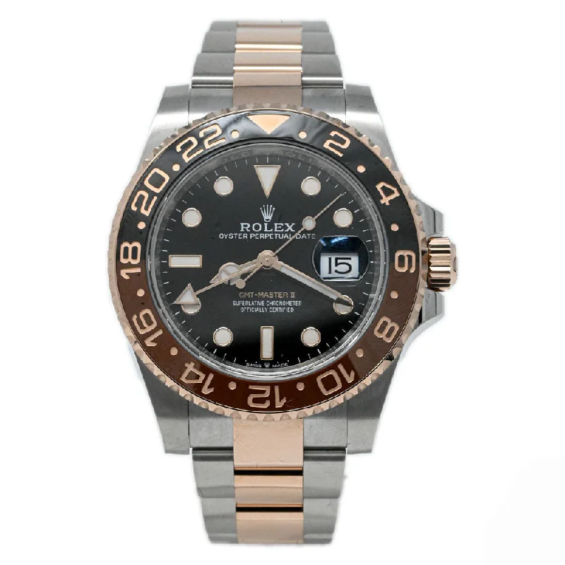 Rolex GMT Master II "Rootbeer" 40mm Everose Gold & Stainless Steel Black Dot Dial Watch Reference# 126711CHNR