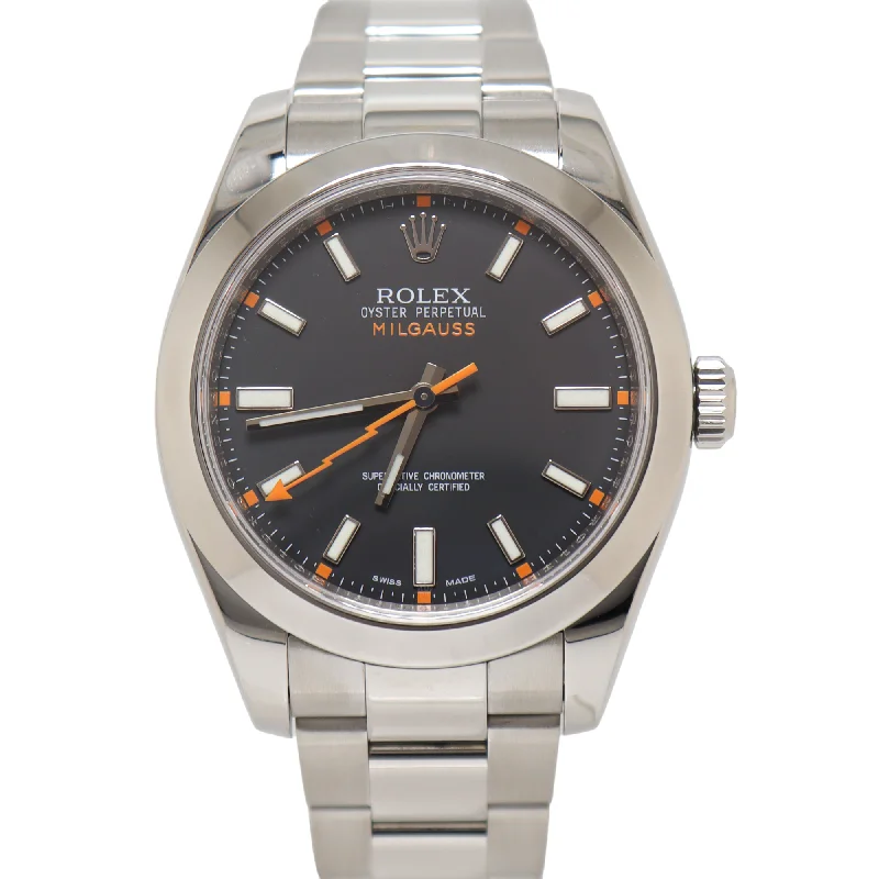 Rolex Milgauss Stainless Steel 40mm Dark Grey Stick Dial Watch Reference #: 116400GV