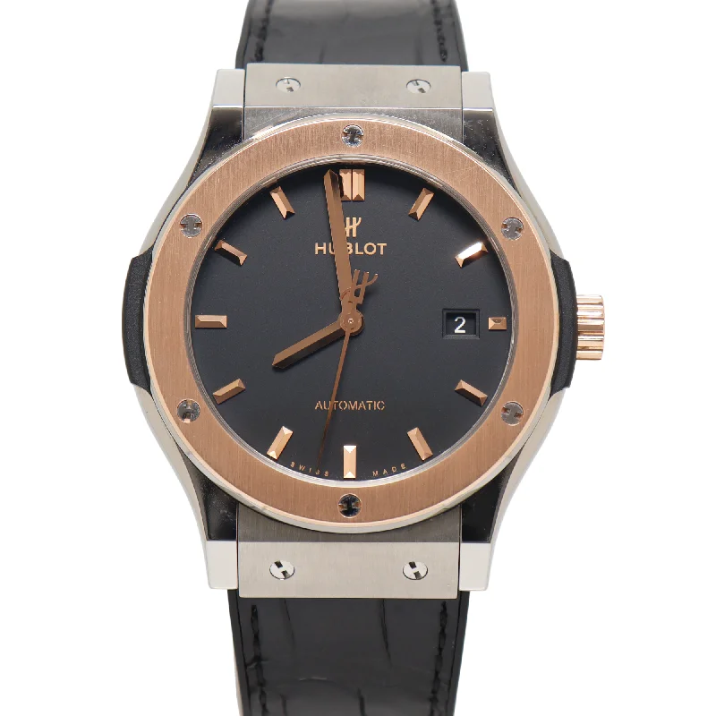 Hublot Classic Fusion Titanium 42mm Black with Rose Gold Stick Dial Watch Reference#: 542.NO.1181.LR