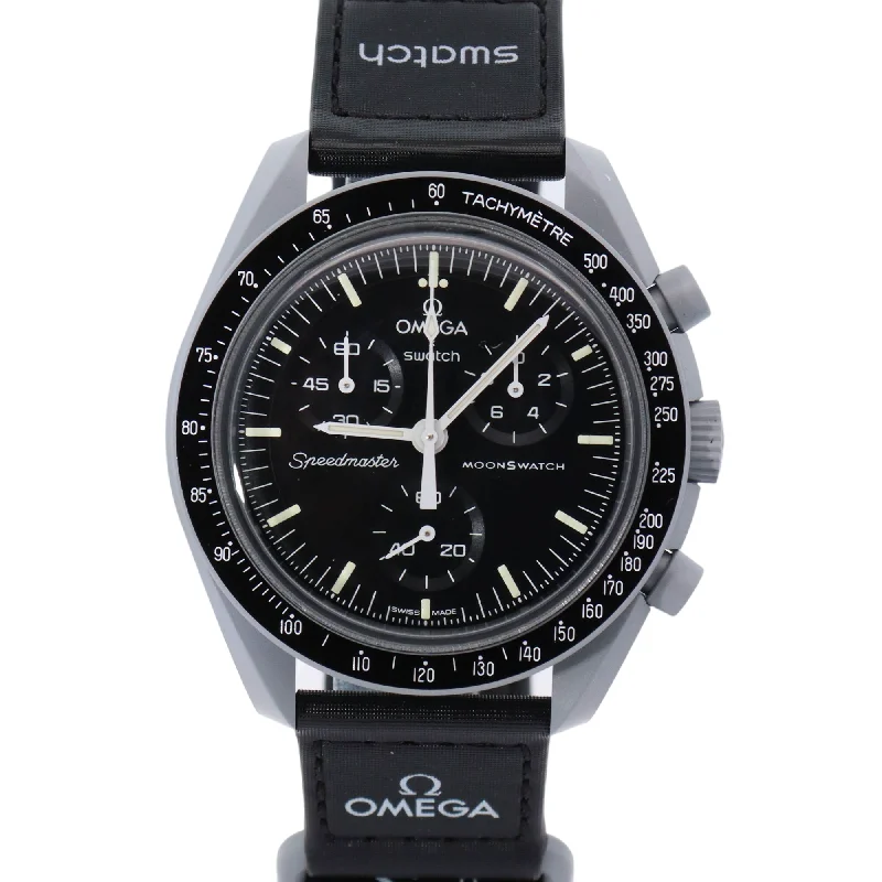 Omega x Swatch Moonswatch "Mission to the Moon" 42mm Bioceramic Black Chronograph Dial Watch Reference# SO33M100