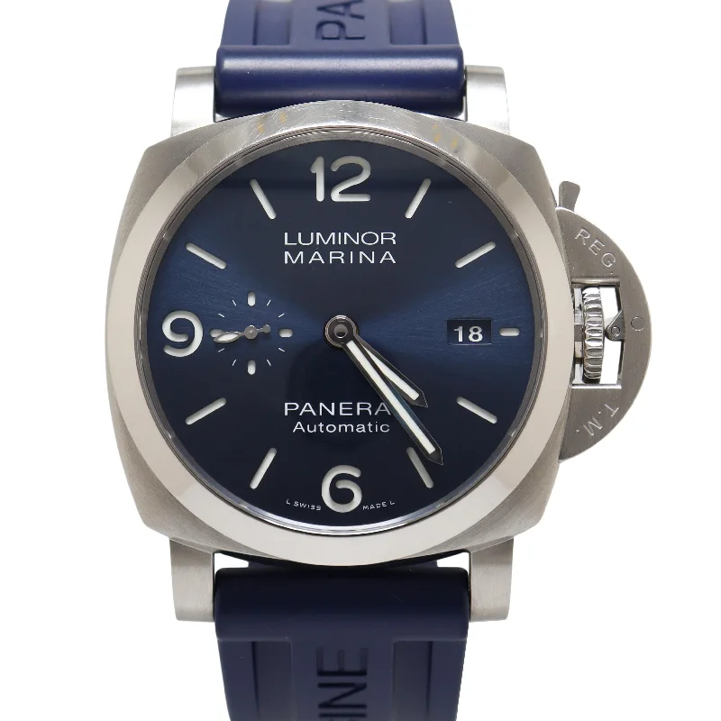 Panerai Luminor Stainless Steel 44mm Blue Stick & Roman Dial Watch Reference#: PAM01313