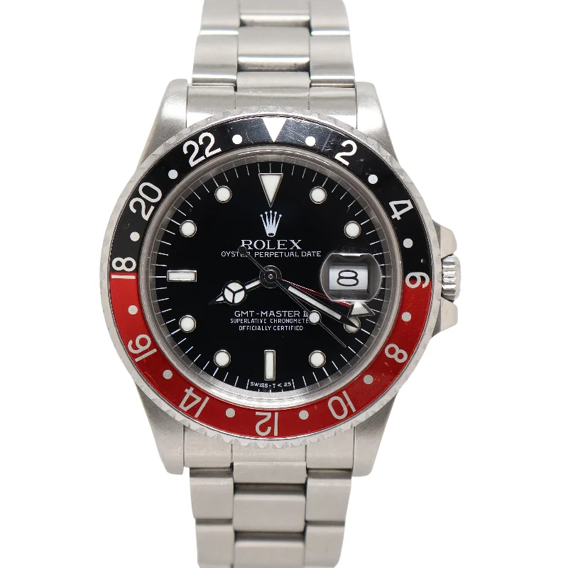 Rolex Coke GMT Master II Stainless Steel 40mm Black Dot Dial Watch Reference#: 16710