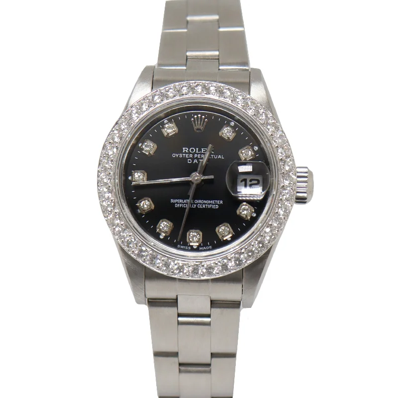 Rolex Datejust Stainless Steel 26mm Black Diamond Dial Watch Reference#: 79160