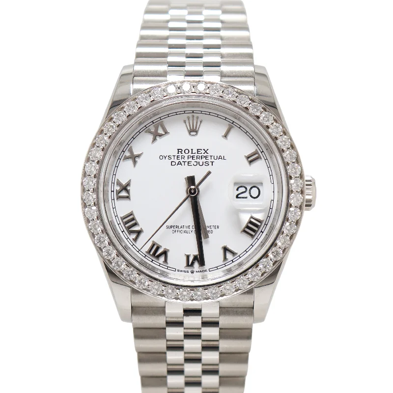 Rolex Datejust Stainless Steel 36mm White Roman Numerals Dial Watch Reference#: 126200