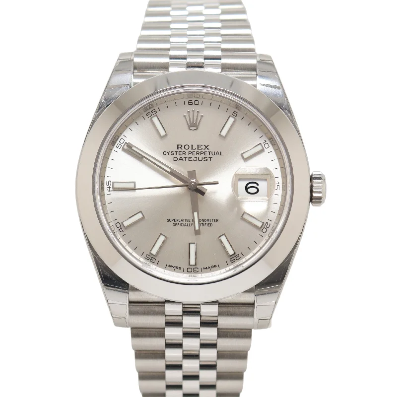 Rolex Datejust Stainless Steel 41mm Silver Stick Dial Watch Reference#: 126300