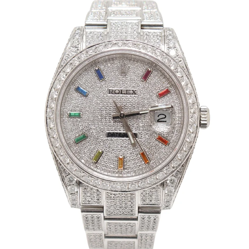 Rolex Datejust 41mm Iced Out w/ Diamond Rainbow Stick Dial Watch Reference#: 126334