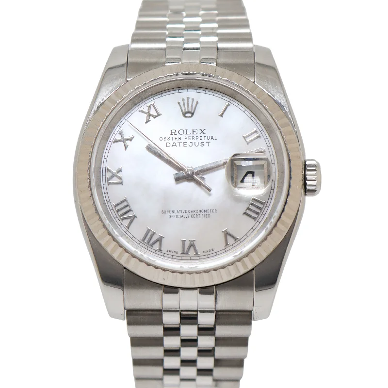 Rolex Datejust Two Tone White Gold & Steel 36mm White MOP Roman Dial Watch Reference#: 126234