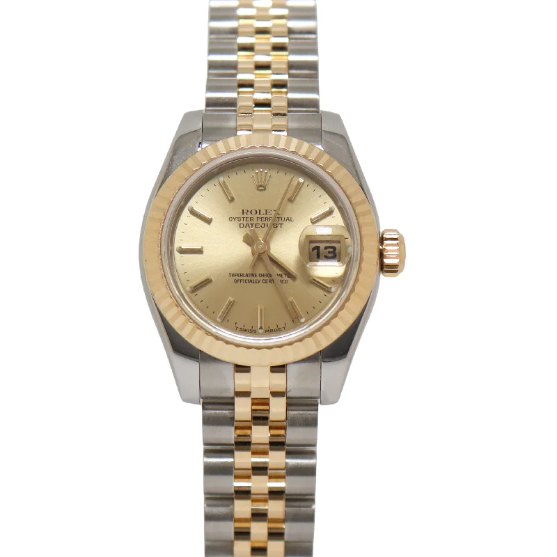 Rolex Datejust Two Tone Yellow Gold & Steel 26mm Champagne Diamond Dial Watch Reference#: 6917