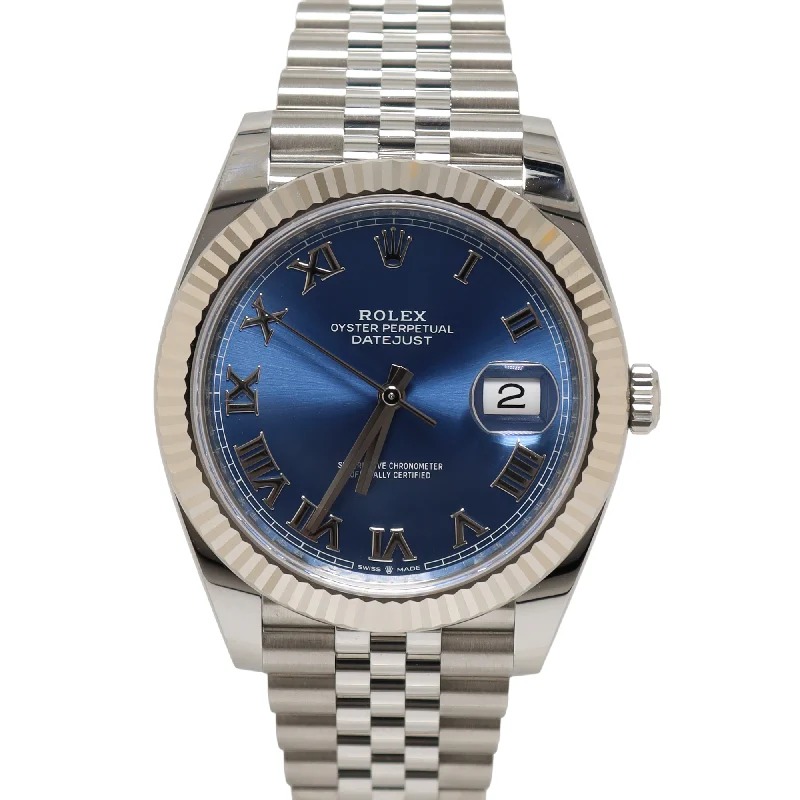 Rolex Datejust Stainless Steel 41mm Blue Roman Dial Watch Reference#: 126334