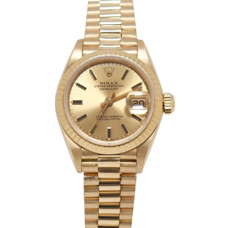 Rolex Datejust Yellow Gold 26mm Gold Stick Dial Watch Reference#: 69178