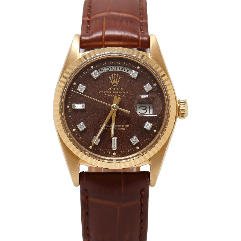 Rolex Day Date Everose Gold 36mm  Chocolate Brown Diamond Dial Watch Reference# 1803