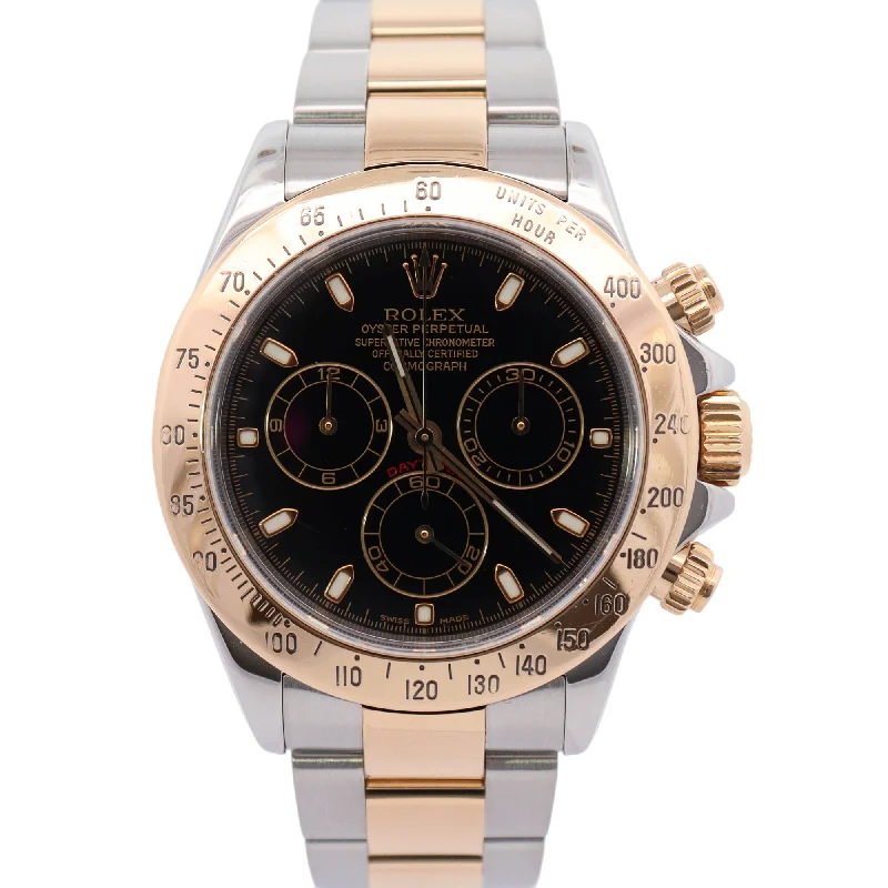 Rolex Daytona 40mm Stainless Steel & Yellow Gold Black Chronograph Dial Watch