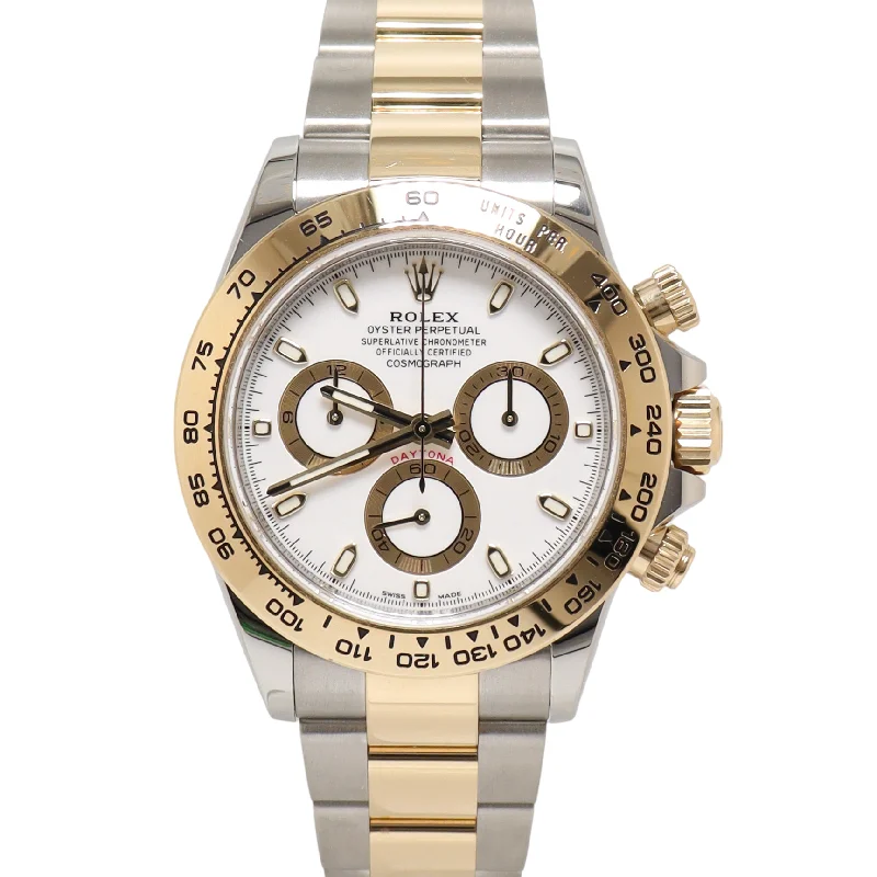 Rolex Daytona 40mm Yellow Gold & Stainless Steel White Chronograph Dial Watch Reference#: 116503