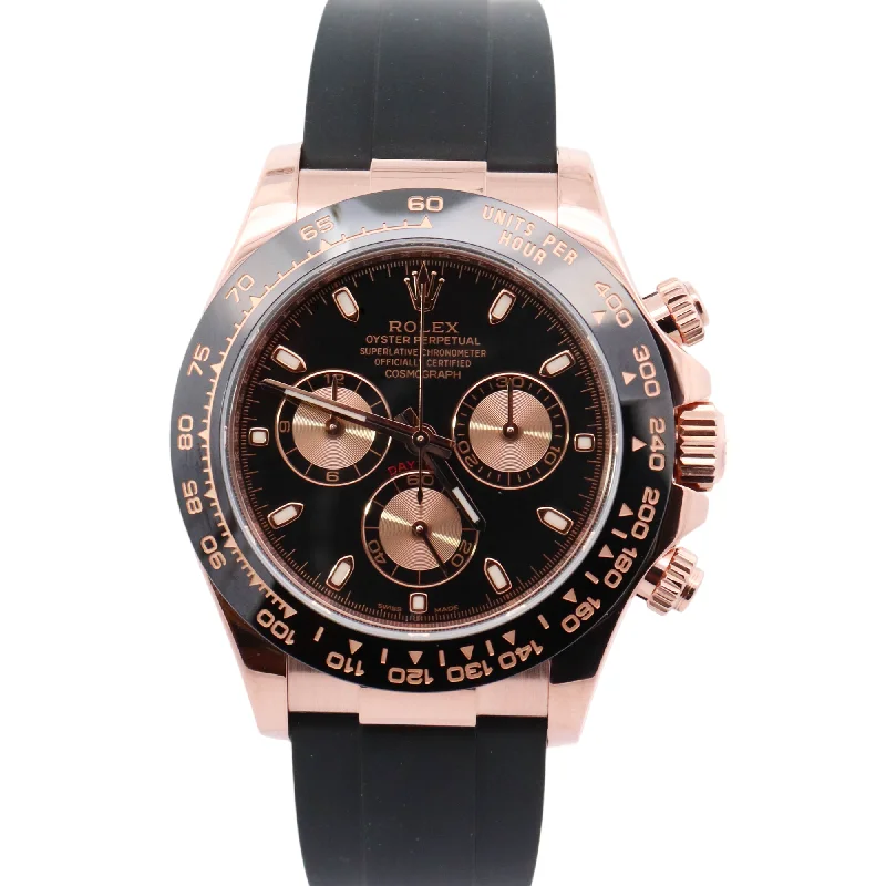 Rolex Daytona Rose Gold 40mm Black Chronograph Dial Watch Reference#: 116515LN