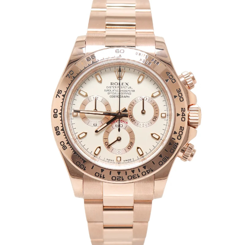 Rolex Daytona Rose Gold 40mm Ivory Chronograph Dial Watch Reference#: 116505