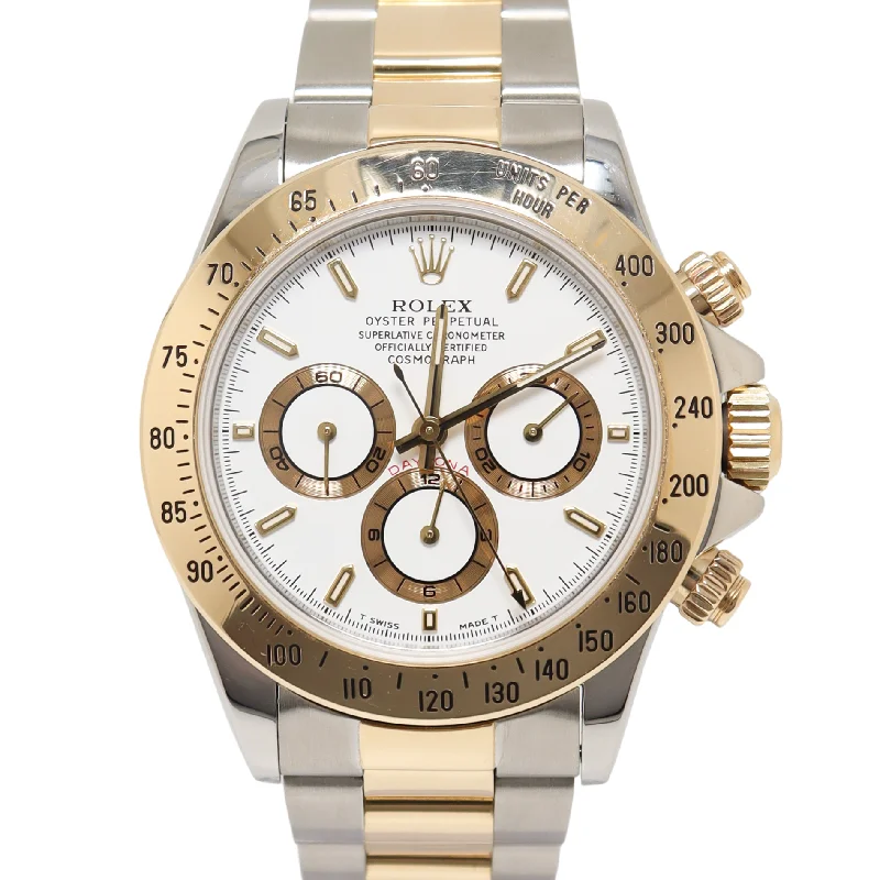 Rolex Daytona Two Tone Yellow Gold & Steel 40mm White Chronograph Dial Watch Reference#: 16523