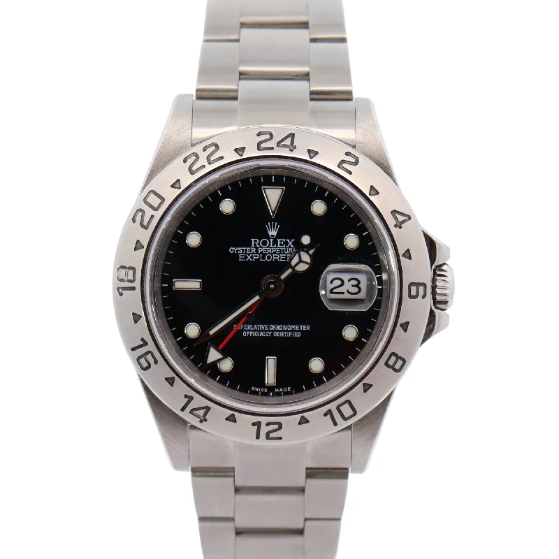 Rolex Explorer II Stainless Steel 40mm Black Dot Dial Watch Reference# 16570