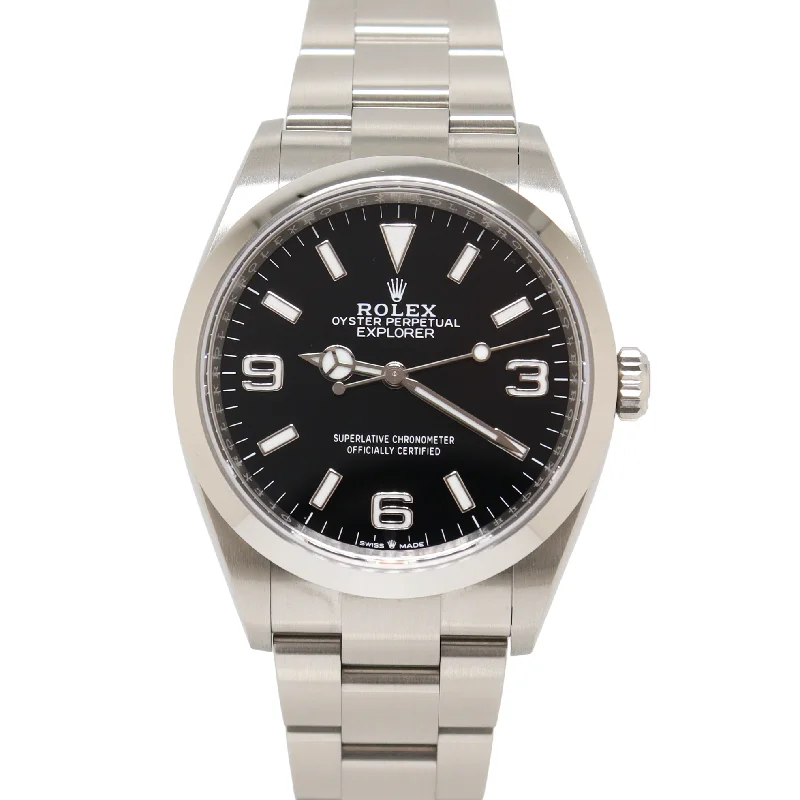 Rolex Explorer Stainless Steel 36mm Black Stick & Roman Dial Watch Reference#: 124270