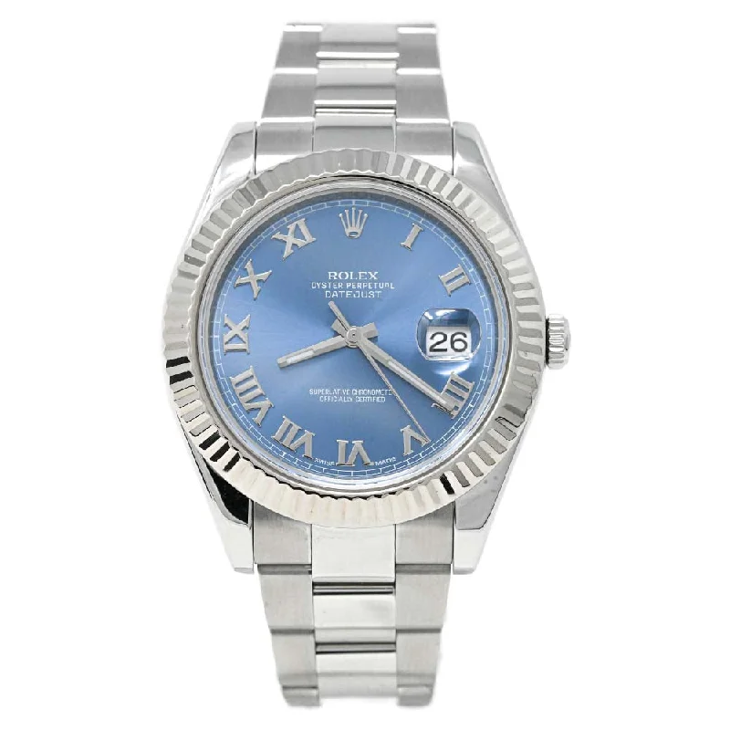 Rolex Men's Datejust II Stainless Steel 41mm Blue Roman Dial Watch Reference #: 116334