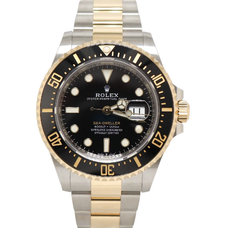 Rolex Sea Dweller Two Tone Stainless Steel & Yellow Gold 43mm Black Dot Dial Watch Reference#: 126603