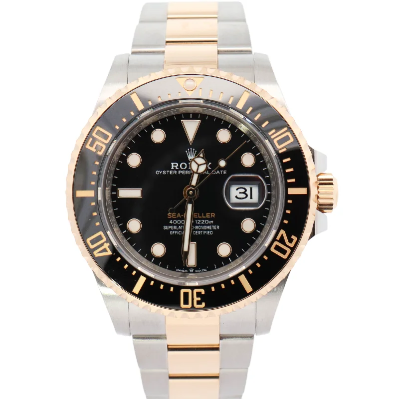 Rolex Sea Dweller Two Tone Yellow Gold & Steel 43mm Black Dot Dial Watch Reference#: 126603