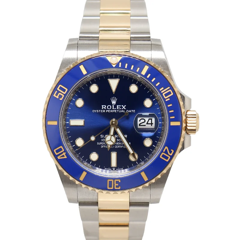 Rolex Submariner Date 41mm Yellow Gold & Steel Blue Dot Dial Watch Ref# 126613LB