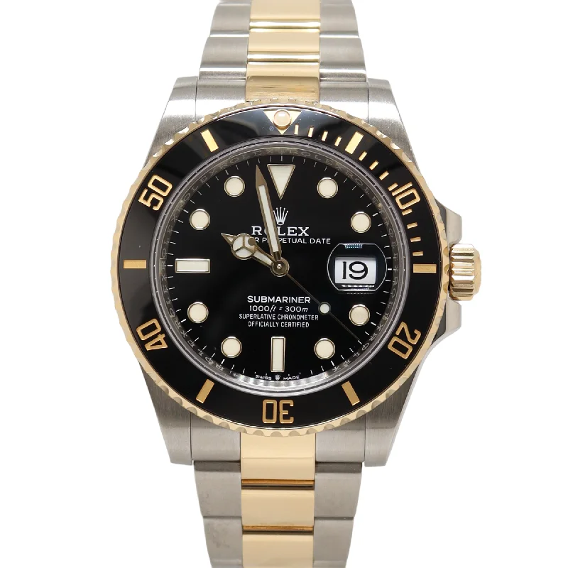 Rolex Submariner Two Tone Yellow Gold & Steel 41mm Black Dot Dial Watch Reference#: 126613LN