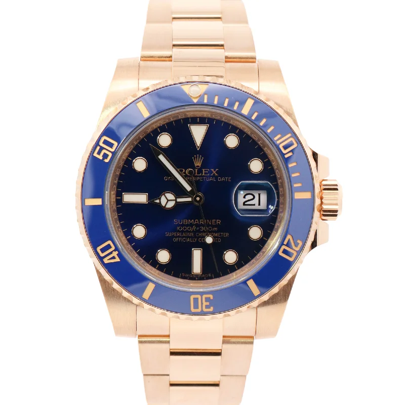 Rolex Submariner Yellow Gold 40mm Blue Dot Dial Watch Reference#: 116618LB