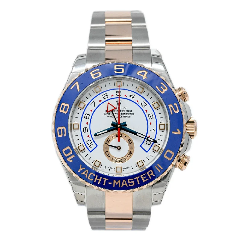 Rolex Yacht Master II Two Tone Rose Gold & Steel 44mm White Dial Watch Reference#: 116681