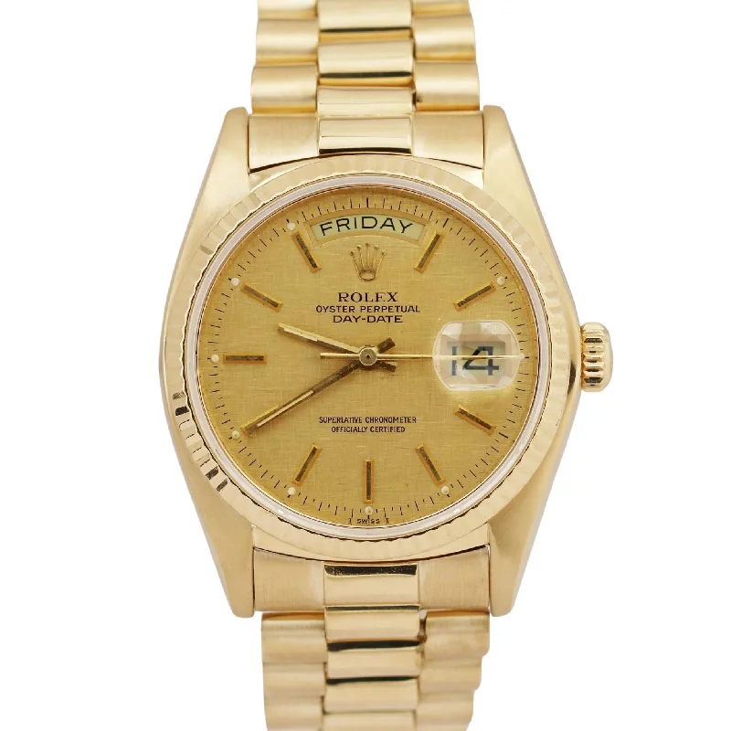 1979 Rolex Day-Date President CHAMPAGNE LINEN 36mm 18K Yellow Gold 18038 Watch