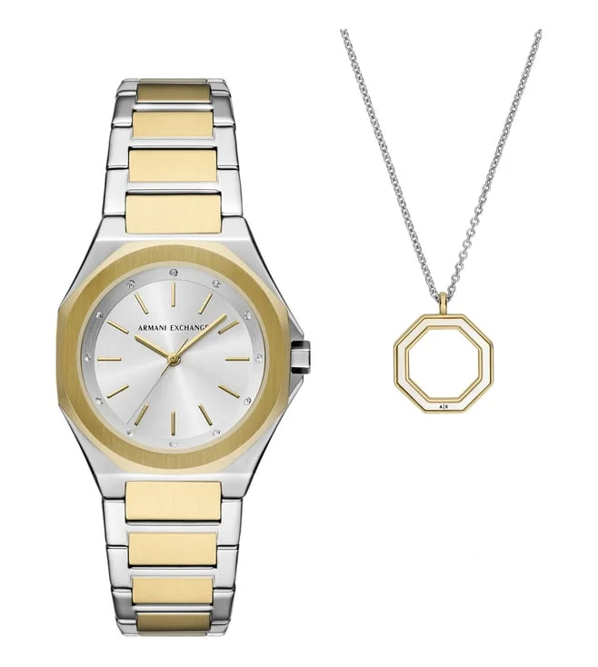 Armani Exchange Analog Watch for Women With Necklace AX7161SET