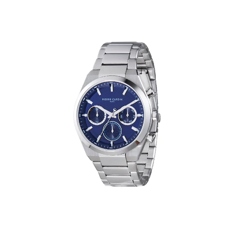 Batignolles Influential Multifunction watch with Blue Dial with a Metal Links Strap