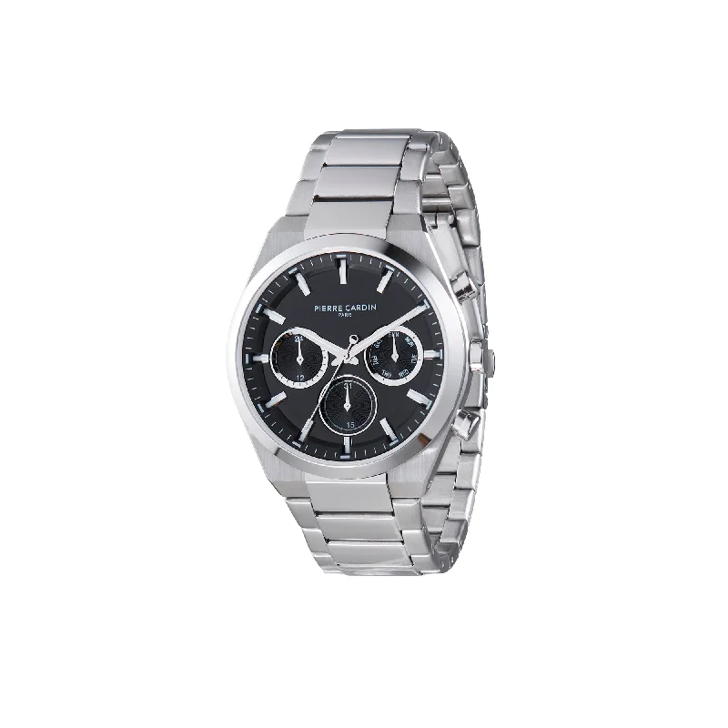 Batignolles Influential Multifunction watch with Black Dial with a Metal Links Strap