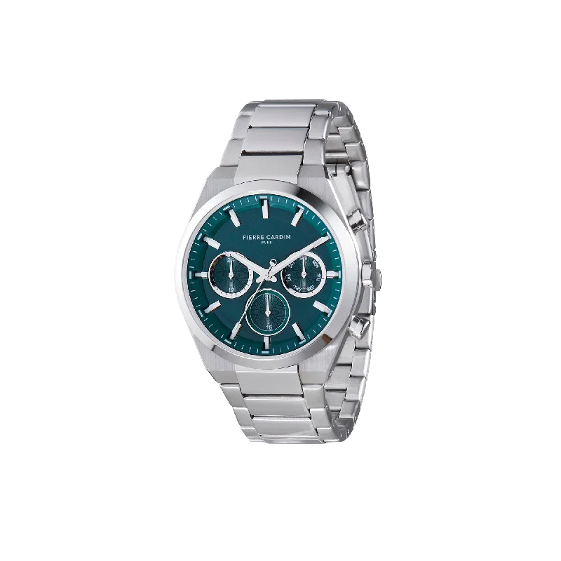 Batignolles Influential Multifunction watch with Green Dial with a Metal Links Strap