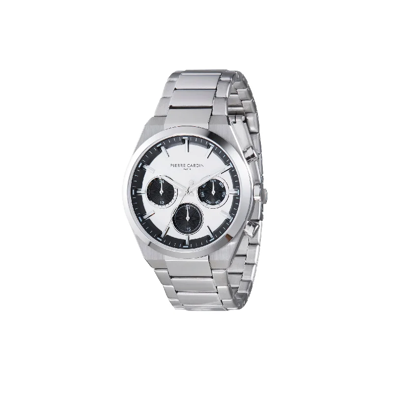 Batignolles Influential Multifunction watch with White Panda Dial with a Metal Links Strap