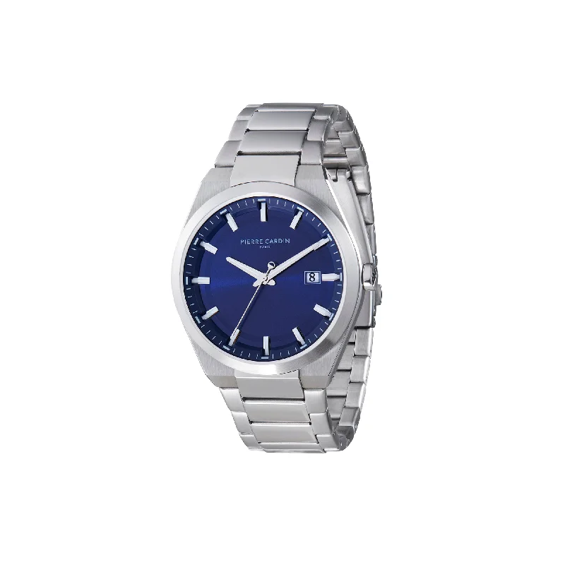 Batignolles Robust Stainless Steel watch with Blue Dial with a Metal Links Strap