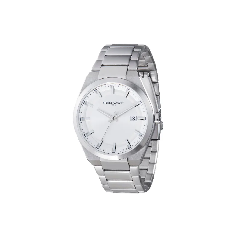 Batignolles Robust Stainless Steel watch with Silver White Dial with a Metal Links Strap