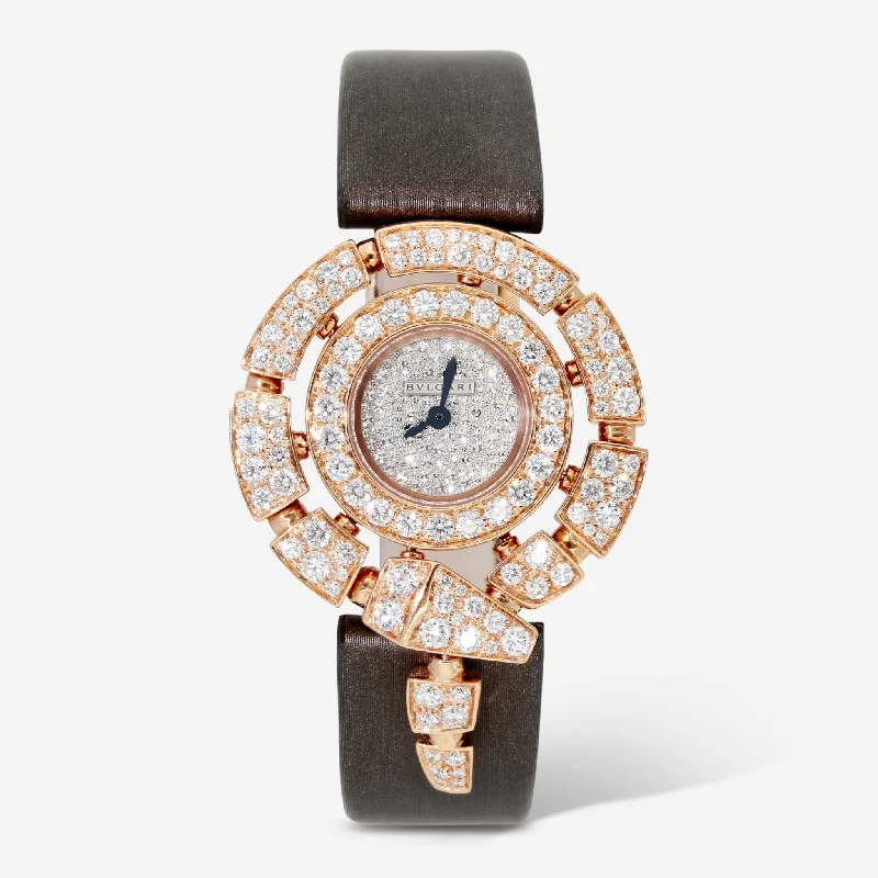 Bulgari Serpenti Incantati 18k Rose Gold with Snow-Pave Diamonds 30mm Quartz Ladies Watch 102676