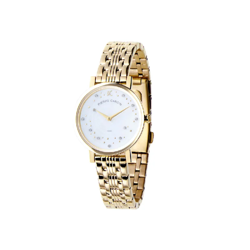 Canal St Martin Circles Gold Watch with Crystals and Mother of Pearl Dial