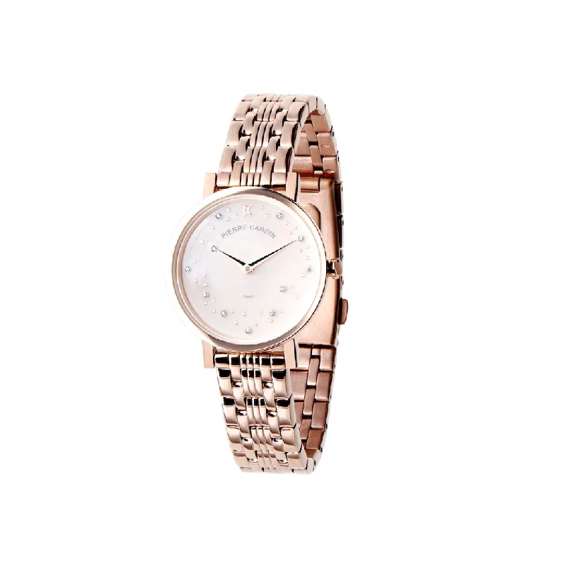 Canal St Martin Circles Rose Gold Watch with Crystals and Pink Dial