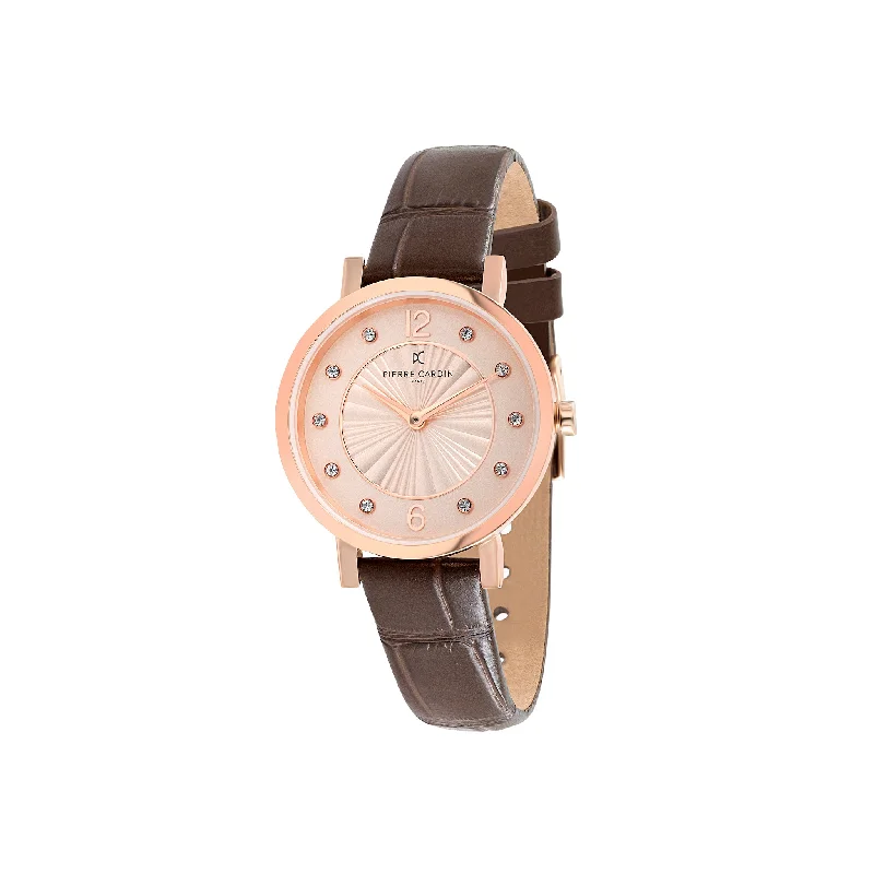 Canal St Martin Rose Gold Watch with Brown Strap