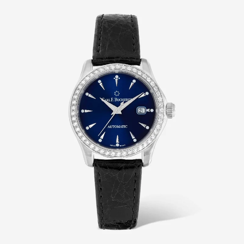 Carl F. Bucherer Manero AutoDate Diamond Blue Dial Stainless Steel Ladies Automatic Watch 00.10911.08.53.11