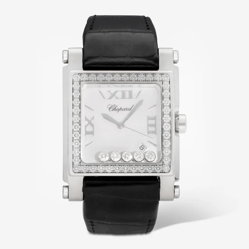 Chopard Happy Sport 18K White Gold Diamond Quartz Ladies Watch 288448-2001