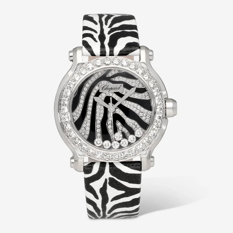 Chopard Happy Sport Diamond Set Zebra Dial Quartz Ladies Watch 278475-2003