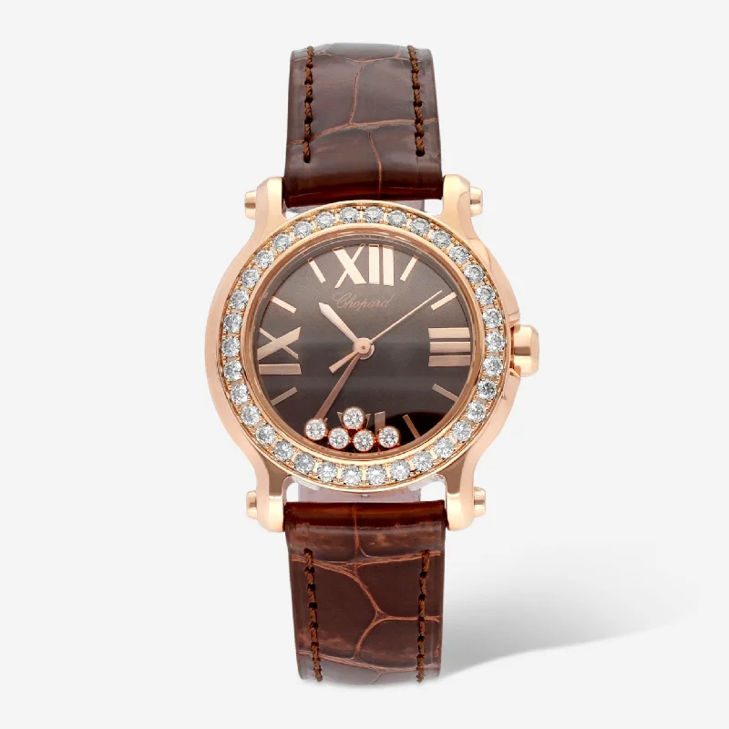 Chopard Happy Sport Round 18K Rose Gold 30mm Quartz Ladies Watch 274189-5006