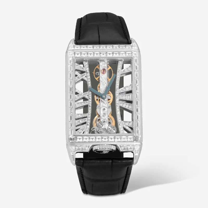 Corum Golden Bridge Stream Baguette 18K White Gold Manual Wind Unisex Watch B113/03306