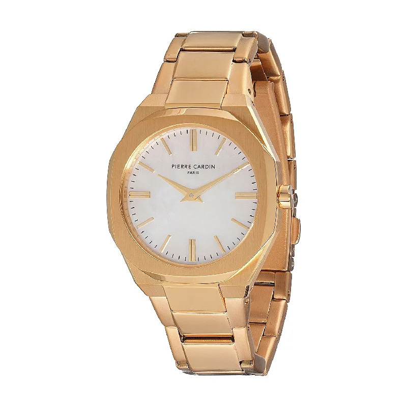 Élysée Chrysanthème Ladies’ Watch - Gold Case, White Mother of Pearl Dial with Gold Metal Strap