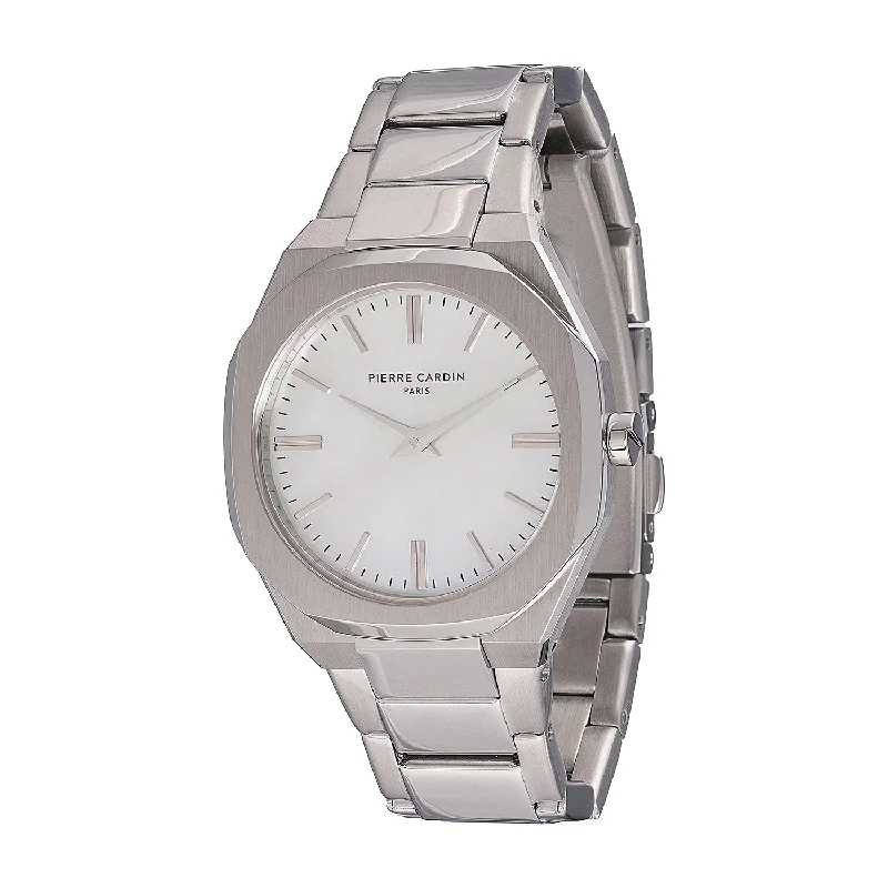 Élysée Chrysanthème Ladies’ Watch - Silver Case, White Mother of Pearl Dial with Stainless Steel Band